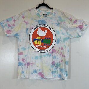 Woodstock NWOT T-Shirt Short Sleeve 1969 Festival Music Line Up Tie Dye XL